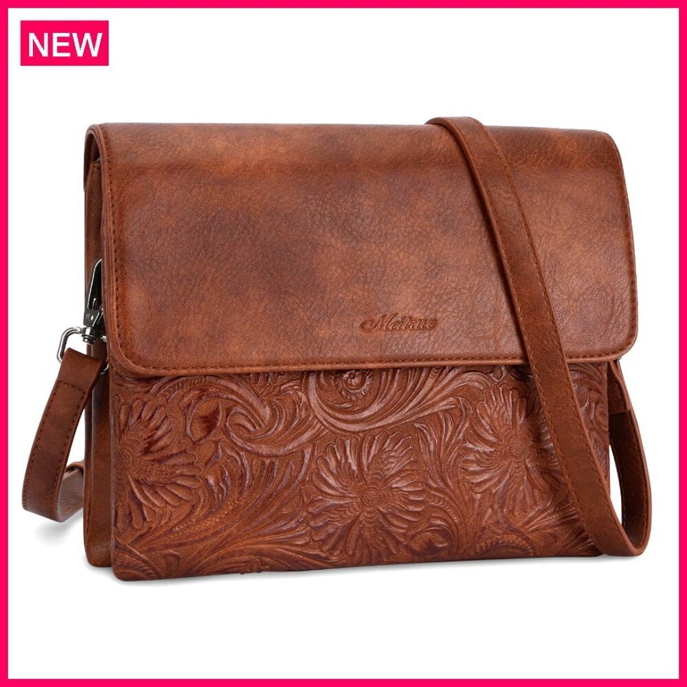 Vegan Leather Crossbody Bag with Phone Pocket, Adjustable Strap